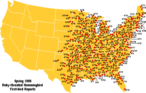 Ruby-throated map for the U.S.